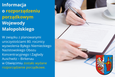 Grafika. Po lewej stronie znajduje się tekst informujący o treśći artykułu. Po prawej stronie znajduje się zdjęcie poglądowe, na którym osoba podpisuje dokument. W prawym dolnym rogu znajduje się herb powiatu.